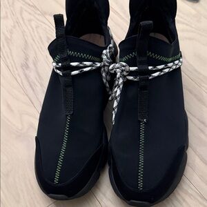 Black Sneakers with Green Stitching